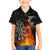 Personalised Aotearoa Darts Family Matching Off The Shoulder Long Sleeve Dress and Hawaiian Shirt Maori Koru Flaming Dartboard