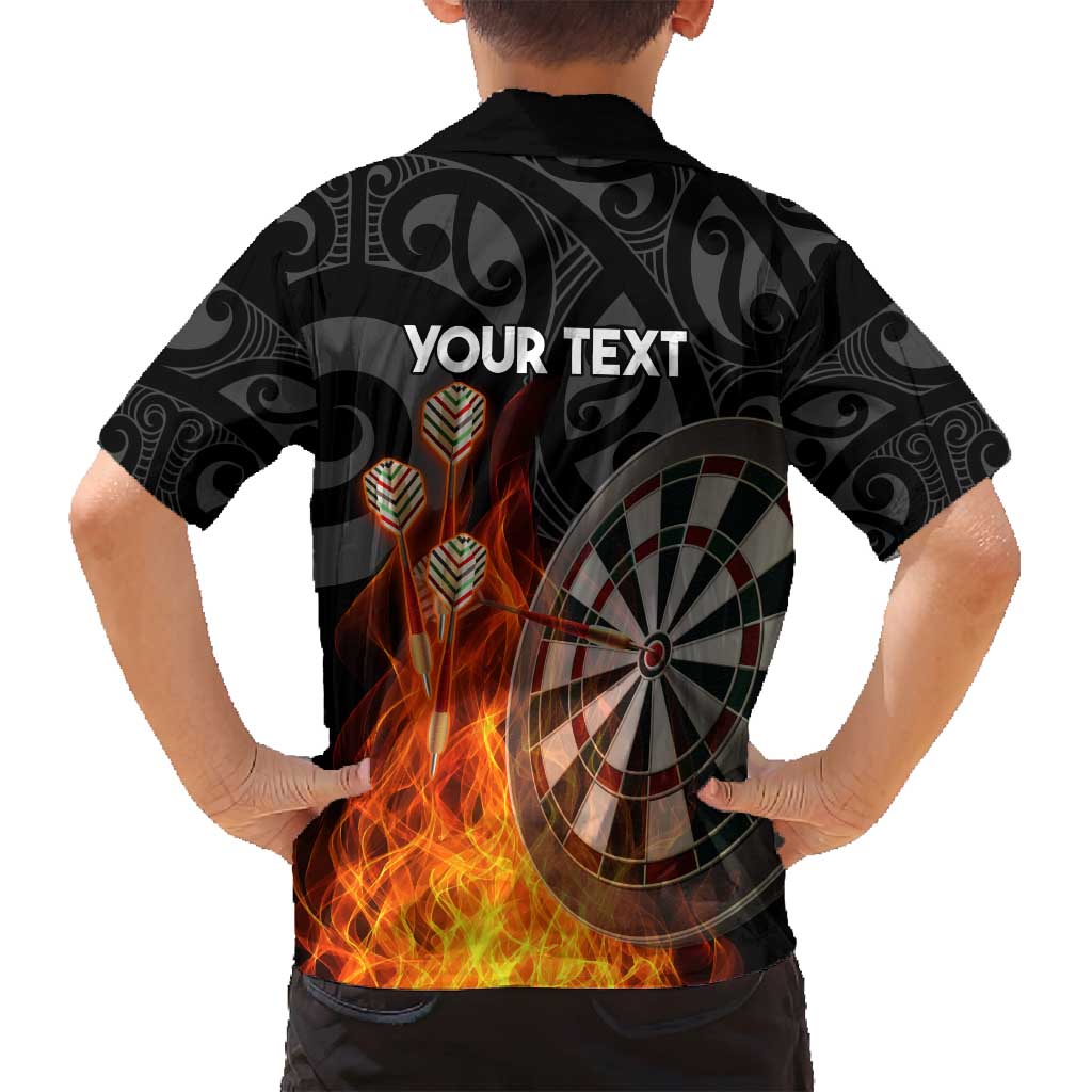 Personalised Aotearoa Darts Family Matching Tank Maxi Dress and Hawaiian Shirt Maori Koru Flaming Dartboard LT14 - Polynesian Pride