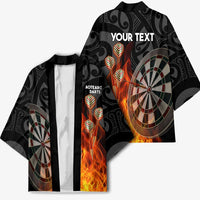 Personalised Aotearoa Darts Kimono Maori Koru Flaming Dartboard - Polynesian Pride