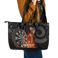 Personalised Aotearoa Darts Leather Tote Bag Maori Koru Flaming Dartboard LT14 - Polynesian Pride