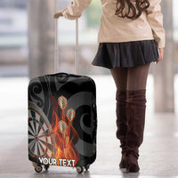 Personalised Aotearoa Darts Luggage Cover Maori Koru Flaming Dartboard