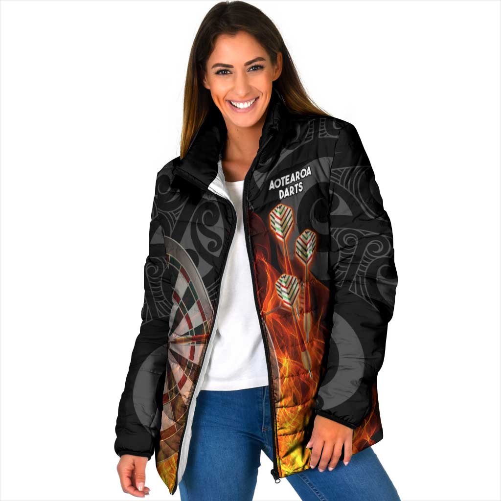 Personalised Aotearoa Darts Padded Jacket Maori Koru Flaming Dartboard - Polynesian Pride