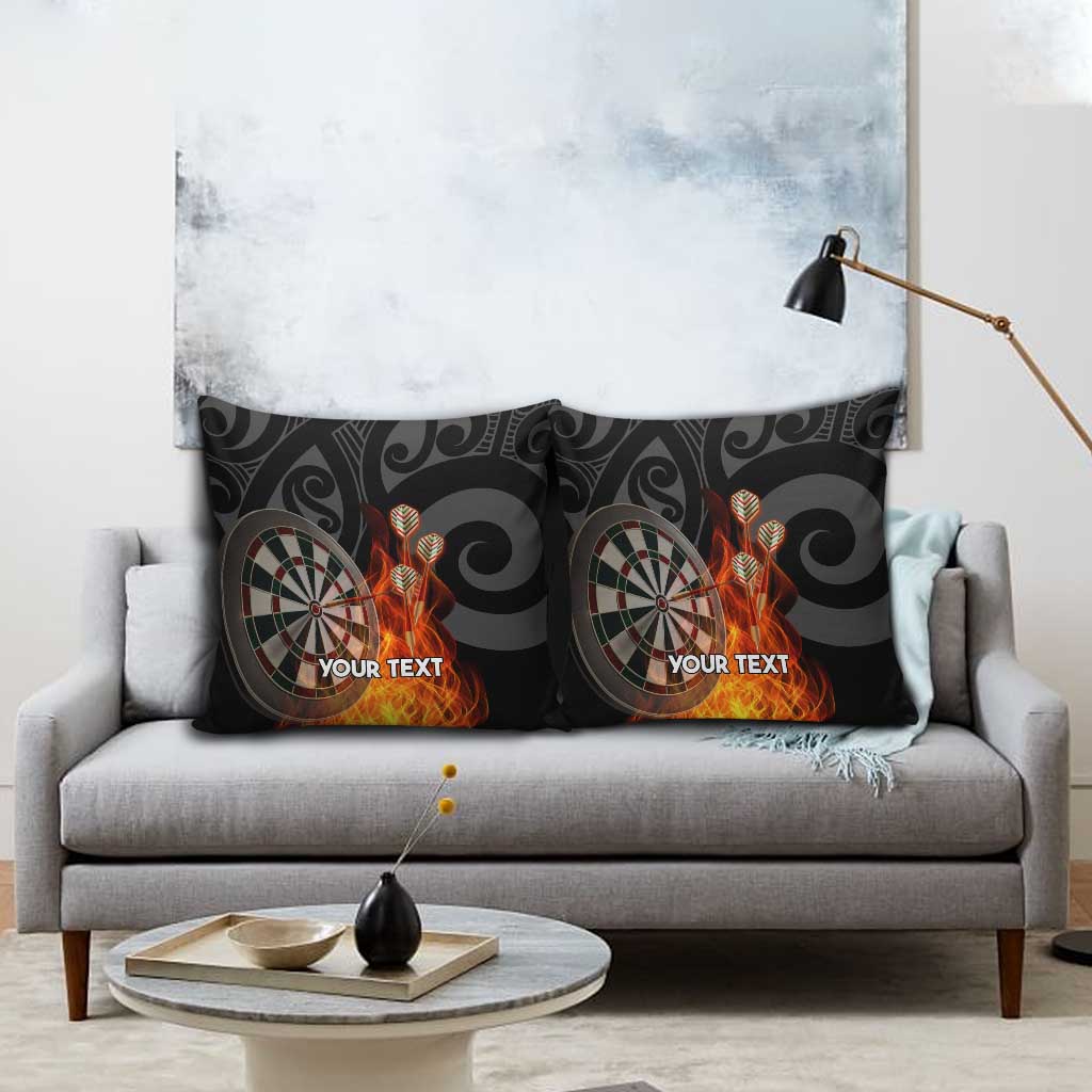 Personalised Aotearoa Darts Pillow Cover Maori Koru Flaming Dartboard LT14 - Polynesian Pride