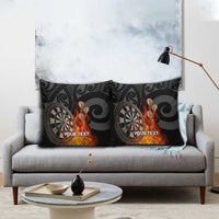 Personalised Aotearoa Darts Pillow Cover Maori Koru Flaming Dartboard LT14 - Polynesian Pride