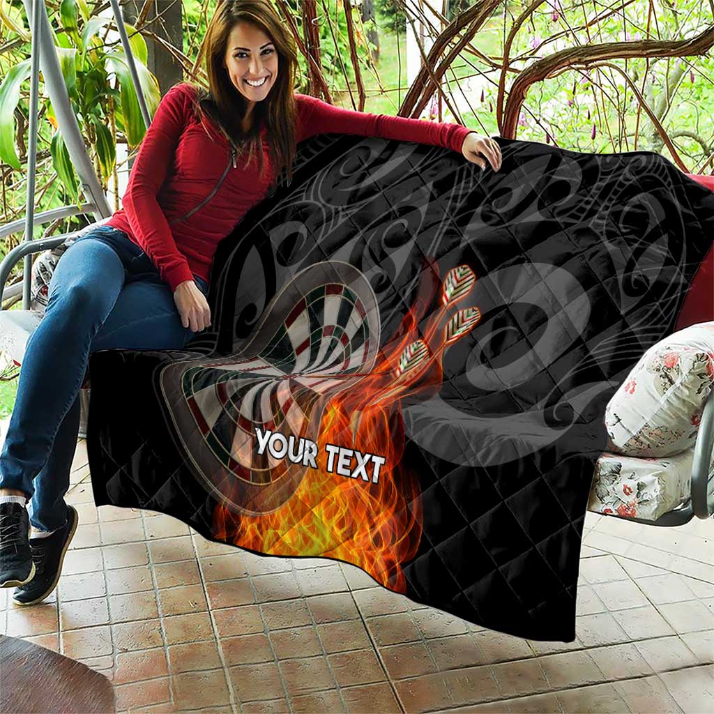 Personalised Aotearoa Darts Quilt Maori Koru Flaming Dartboard LT14 - Polynesian Pride