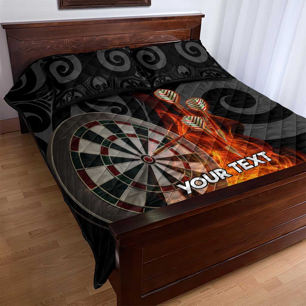 Personalised Aotearoa Darts Quilt Bed Set Maori Koru Flaming Dartboard