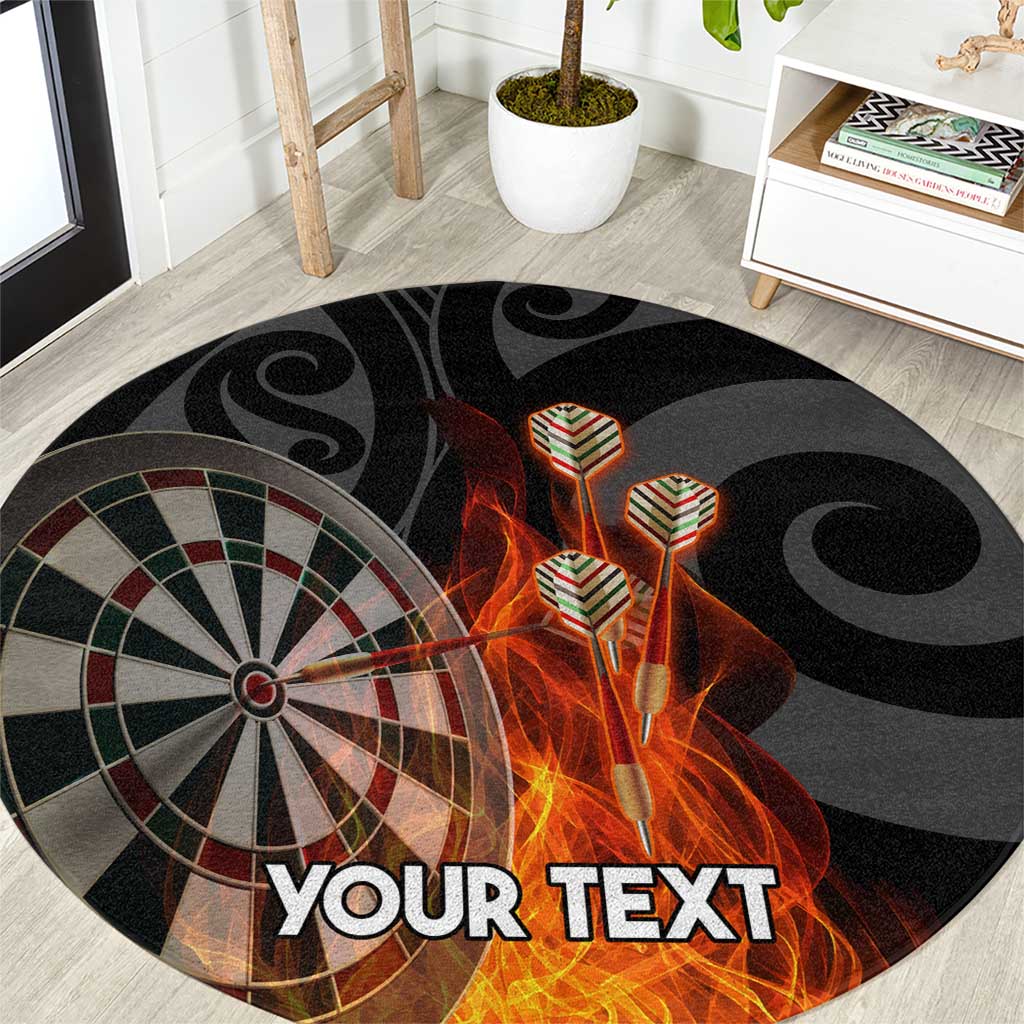 Personalised Aotearoa Darts Round Carpet Maori Koru Flaming Dartboard