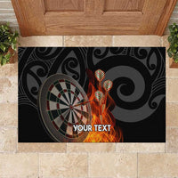 Personalised Aotearoa Darts Rubber Doormat Maori Koru Flaming Dartboard LT14 Black - Polynesian Pride