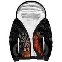 Personalised Aotearoa Darts Sherpa Hoodie Maori Koru Flaming Dartboard