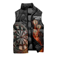 Personalised Aotearoa Darts Sleeveless Puffer Jacket Maori Koru Flaming Dartboard - Polynesian Pride