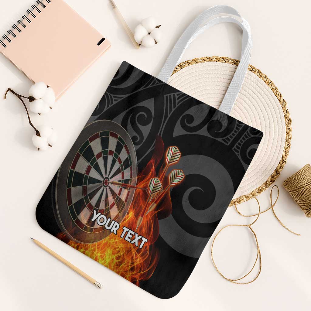 Personalised Aotearoa Darts Tote Bag Maori Koru Flaming Dartboard - Polynesian Pride