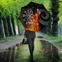 Personalised Aotearoa Darts Umbrella Maori Koru Flaming Dartboard - Polynesian Pride