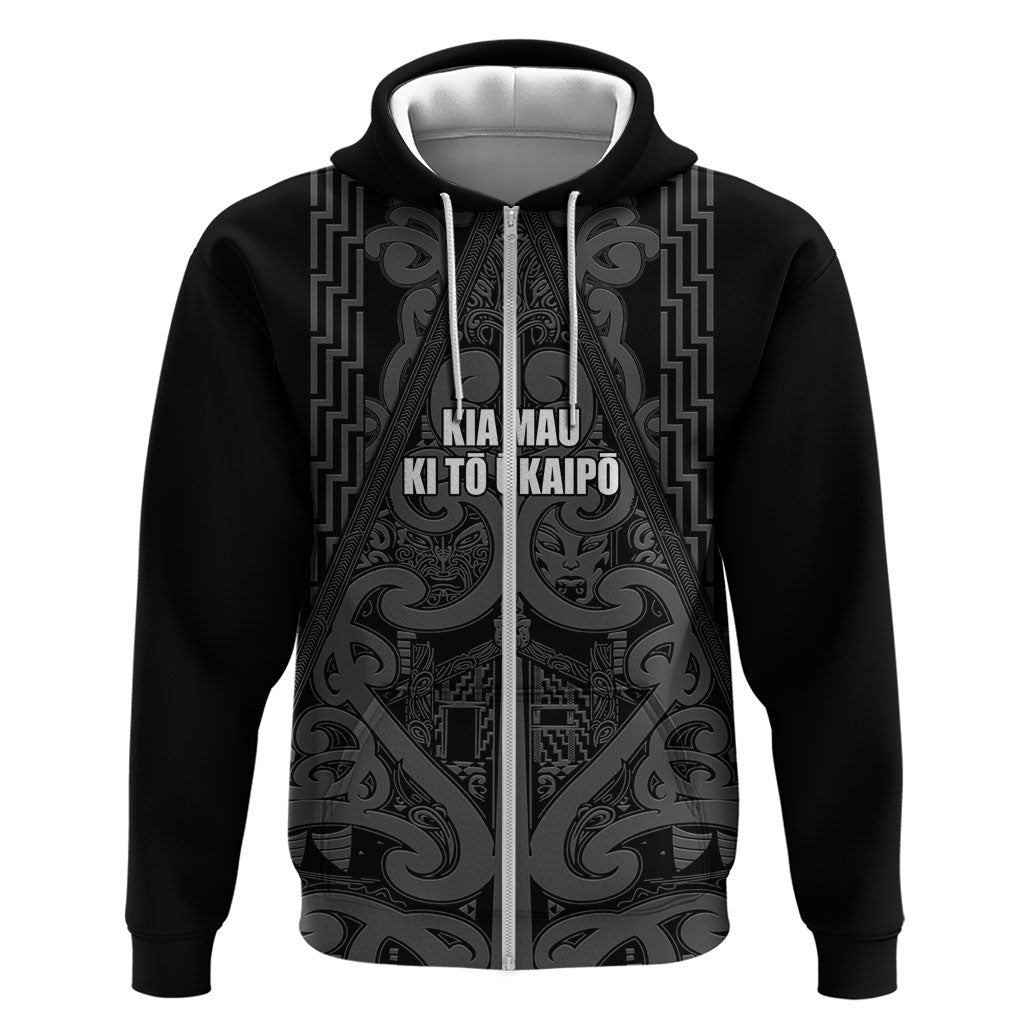 Maori Language Week Personalised Zip Hoodie Kia Mau Ki To Ukaipo Grey Color LT14 Zip Hoodie Grey - Polynesian Pride