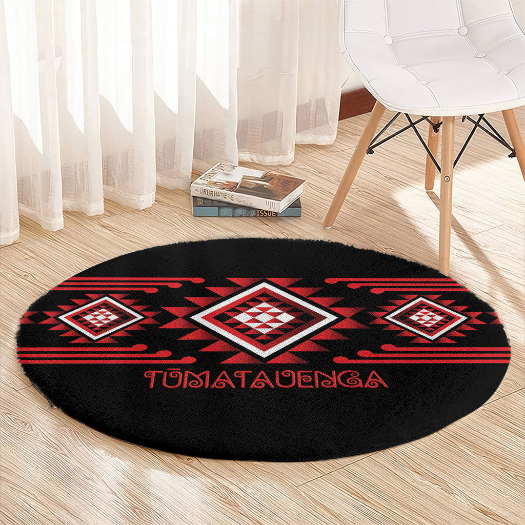 Aotearoa Atua Tumatauenga Round Carpet Maori God Of War Taniko Motifs LT14 - Polynesian Pride