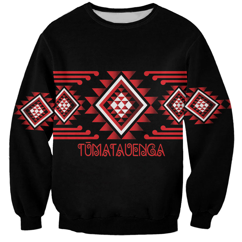 Aotearoa Atua Tumatauenga Personalised Sweatshirt Maori God Of War Taniko Motifs LT14 Unisex Red - Polynesian Pride