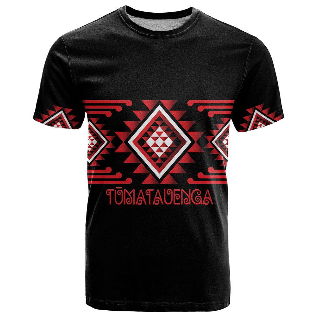 Aotearoa Atua Tumatauenga Personalised T Shirt Maori God Of War Taniko Motifs LT14 Red - Polynesian Pride