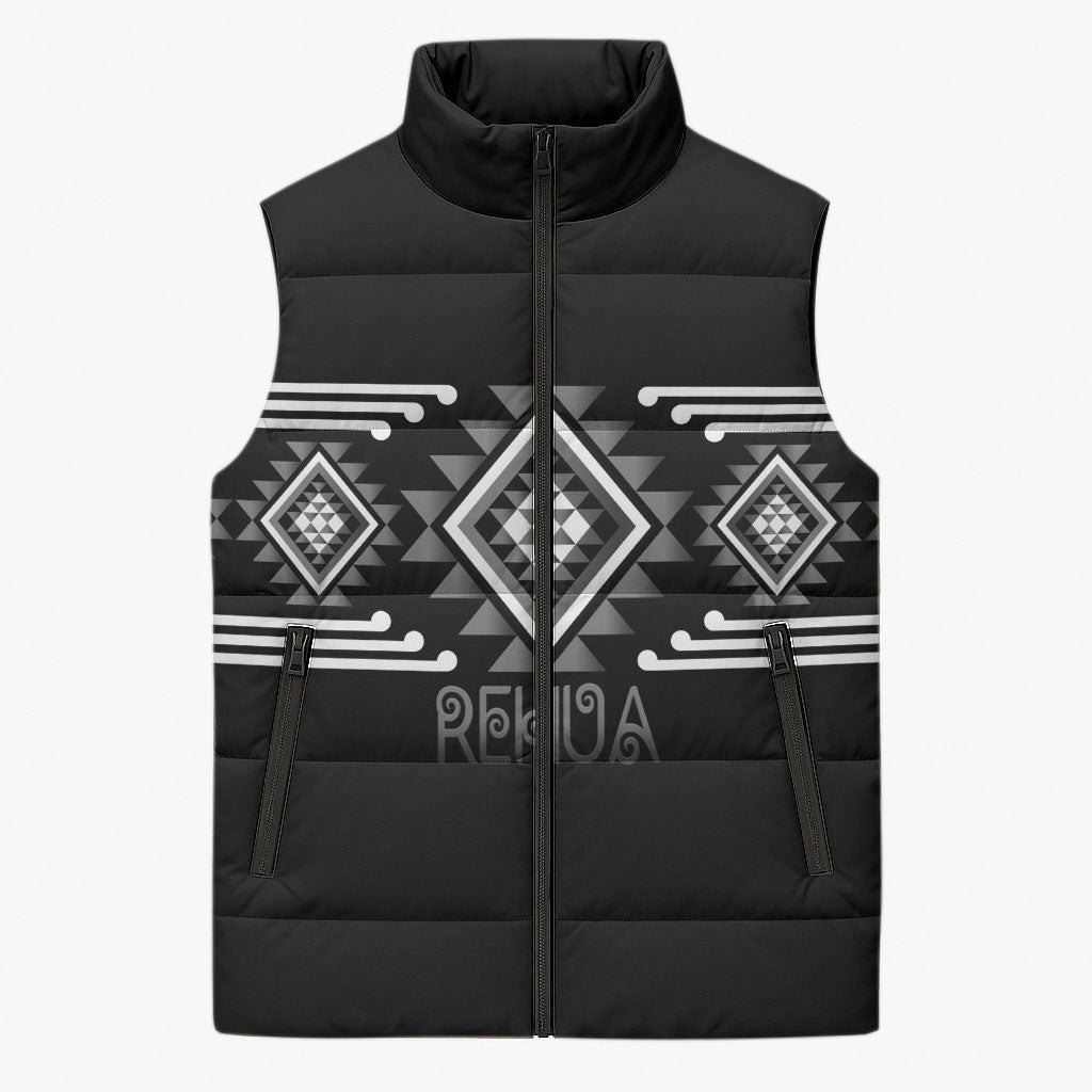 Aotearoa Atua Rehua Personalised Sleeveless Puffer Jacket Maori God Of Healing Taniko Motifs LT14 Unisex Grey - Polynesian Pride