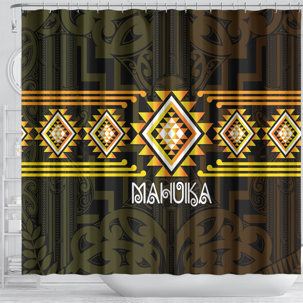 Aotearoa Atua Mahuika Shower Curtain Maori Goddess Of Fire Taniko Motifs LT14 - Polynesian Pride
