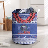 Toa Samoa Rugby Christmas Laundry Basket Ula Fala Samoan Pattern Blue LT14 Blue - Polynesian Pride
