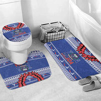 Toa Samoa Rugby Christmas Bathroom Set Ula Fala Samoan Pattern Blue - Polynesian Pride