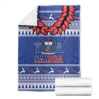 Toa Samoa Rugby Christmas Blanket Ula Fala Samoan Pattern Blue - Polynesian Pride