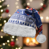 Toa Samoa Rugby Christmas Santa Hat Ula Fala Samoan Pattern Blue - Polynesian Pride