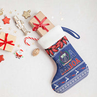 Toa Samoa Rugby Christmas Stocking Ula Fala Samoan Pattern Blue - Polynesian Pride