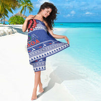 Toa Samoa Rugby Christmas Sarong Ula Fala Samoan Pattern Blue - Polynesian Pride
