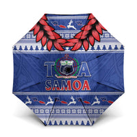 Toa Samoa Rugby Christmas Umbrella Ula Fala Samoan Pattern Blue - Polynesian Pride