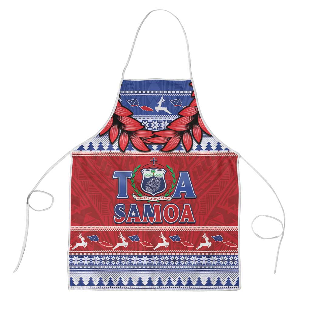 Toa Samoa Rugby Christmas Apron Ula Fala Samoan Pattern Red - Polynesian Pride