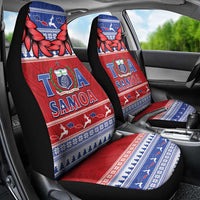 Toa Samoa Rugby Christmas Car Seat Cover Ula Fala Samoan Pattern Red - Polynesian Pride