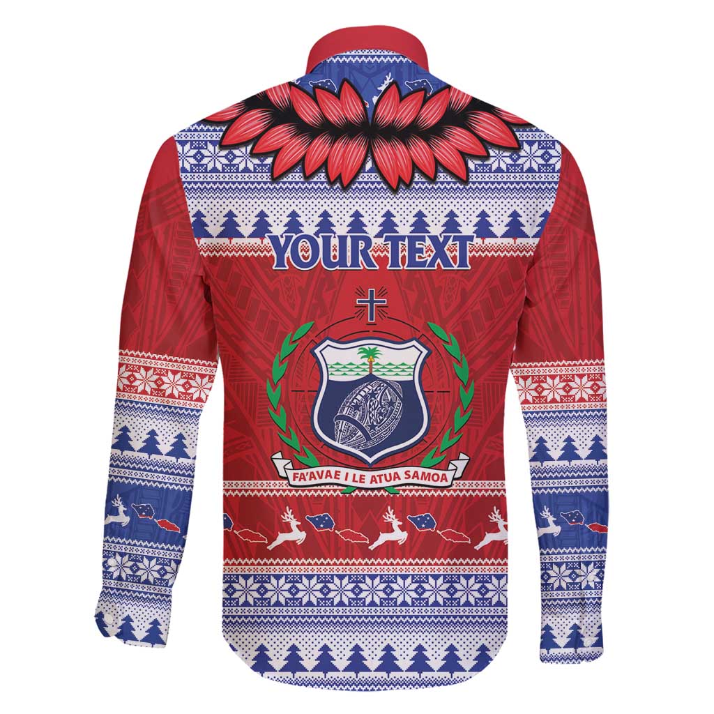 Personalised Toa Samoa Rugby Christmas Family Matching Off Shoulder Short Dress and Hawaiian Shirt Ula Fala Samoan Pattern Red - Polynesian Pride