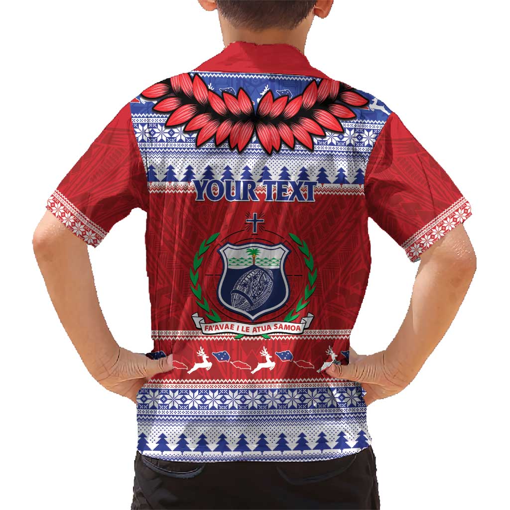 Personalised Toa Samoa Rugby Christmas Family Matching Short Sleeve Bodycon Dress and Hawaiian Shirt Ula Fala Samoan Pattern Red - Polynesian Pride