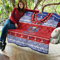 Toa Samoa Rugby Christmas Quilt Ula Fala Samoan Pattern Red - Polynesian Pride
