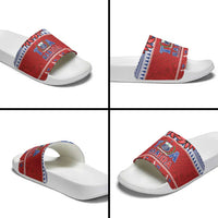 Toa Samoa Rugby Christmas Slide Sandals Ula Fala Samoan Pattern Red - Polynesian Pride