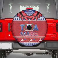 Toa Samoa Rugby Christmas Spare Tire Cover Ula Fala Samoan Pattern Red - Polynesian Pride