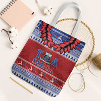 Toa Samoa Rugby Christmas Tote Bag Ula Fala Samoan Pattern Red - Polynesian Pride
