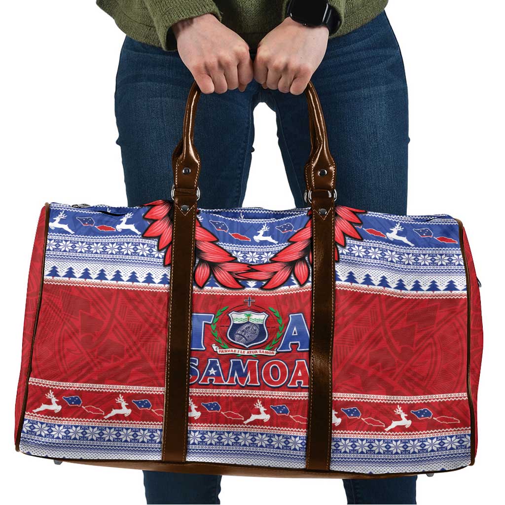 Toa Samoa Rugby Christmas Travel Bag Ula Fala Samoan Pattern Red - Polynesian Pride