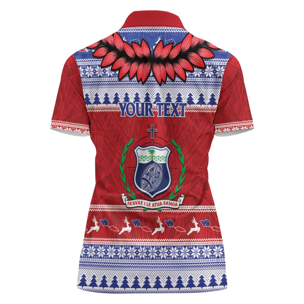 Personalised Toa Samoa Rugby Christmas Women Polo Shirt Ula Fala Samoan Pattern Red - Polynesian Pride