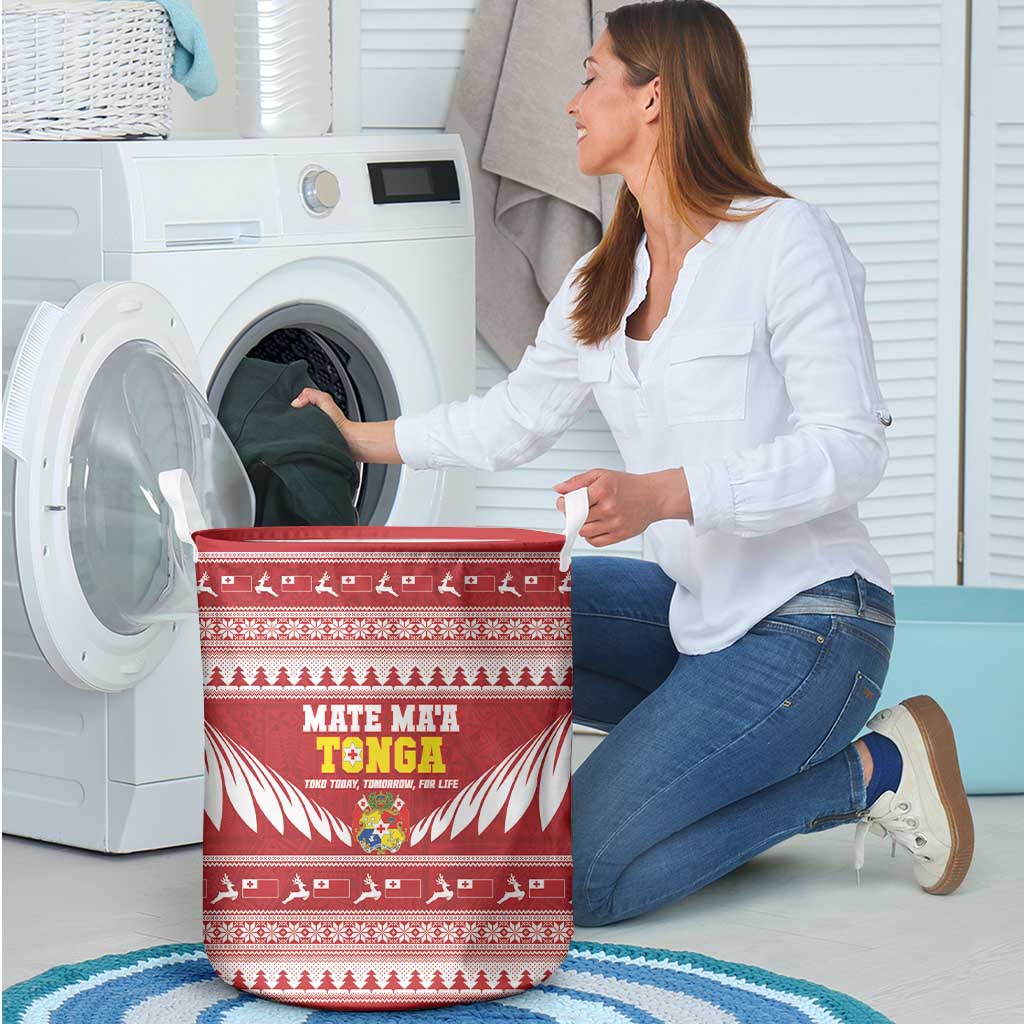 Tonga Rugby Christmas Laundry Basket Mate Maa Tonga Ngatu Pattern LT14 - Polynesian Pride