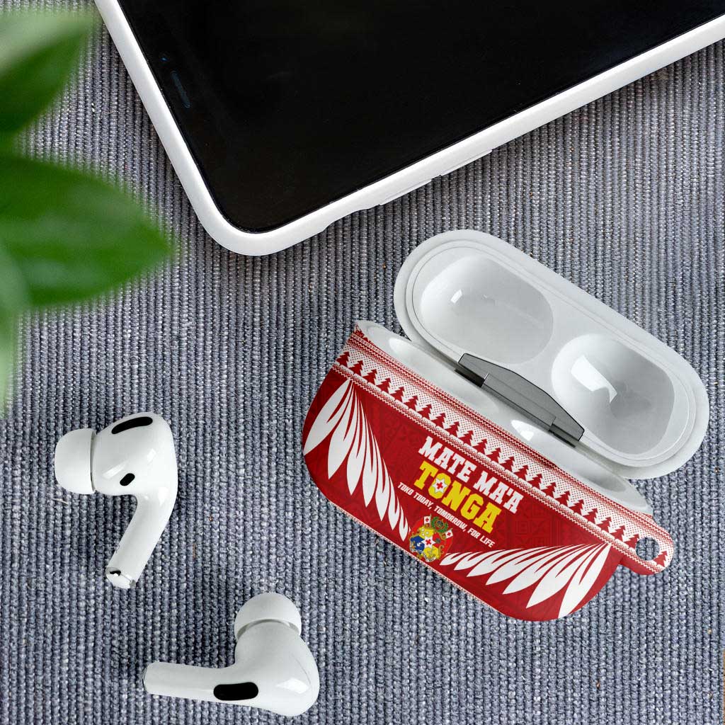 Tonga Rugby Christmas AirPods Case Mate Maa Tonga Ngatu Pattern - Polynesian Pride
