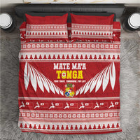 Tonga Rugby Christmas Bedding Set Mate Maa Tonga Ngatu Pattern - Polynesian Pride