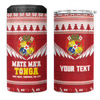 Personalised Tonga Rugby Christmas 4 in 1 Can Cooler Tumbler Mate Maa Tonga Ngatu Pattern - Polynesian Pride