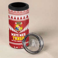 Personalised Tonga Rugby Christmas 4 in 1 Can Cooler Tumbler Mate Maa Tonga Ngatu Pattern - Polynesian Pride