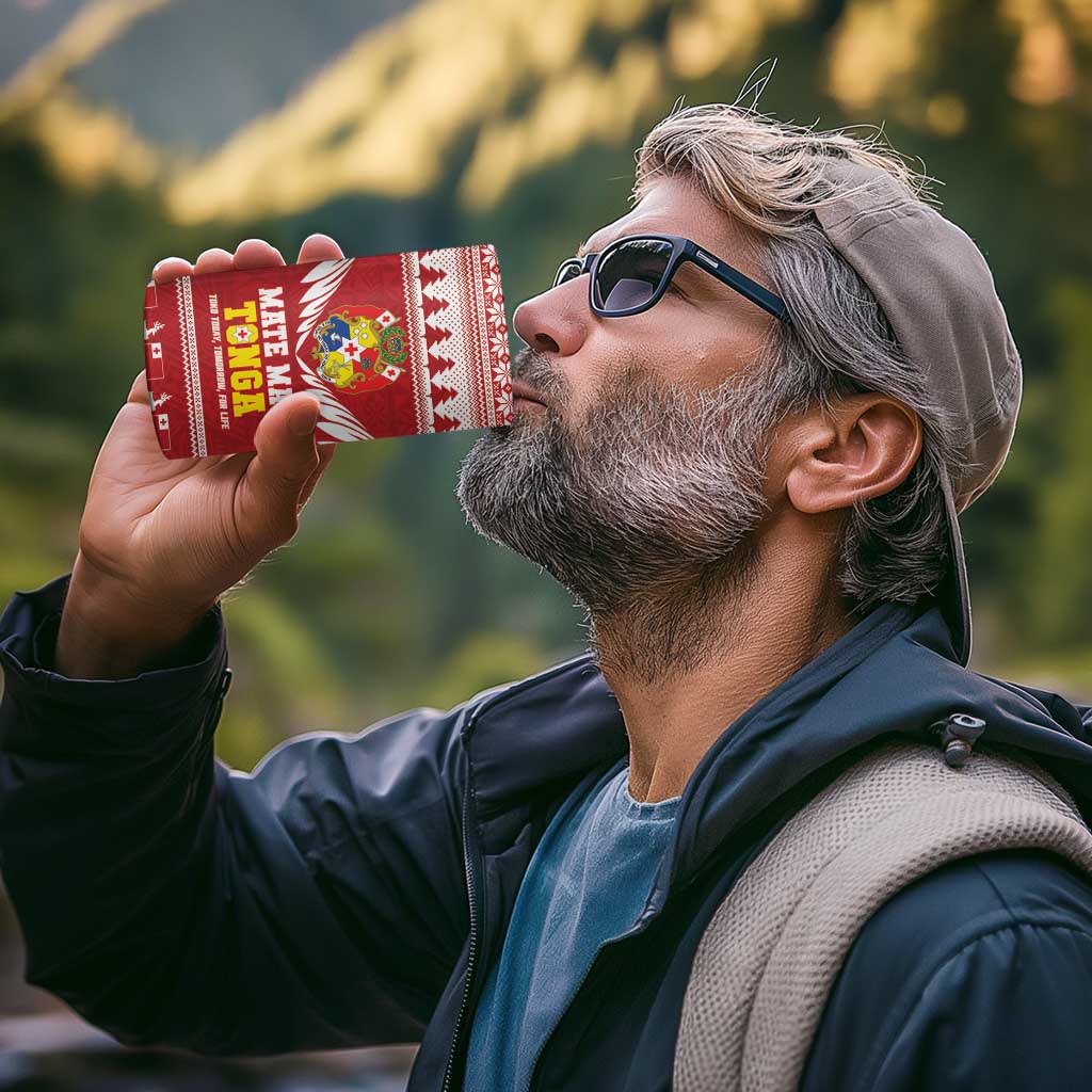Personalised Tonga Rugby Christmas 4 in 1 Can Cooler Tumbler Mate Maa Tonga Ngatu Pattern - Polynesian Pride