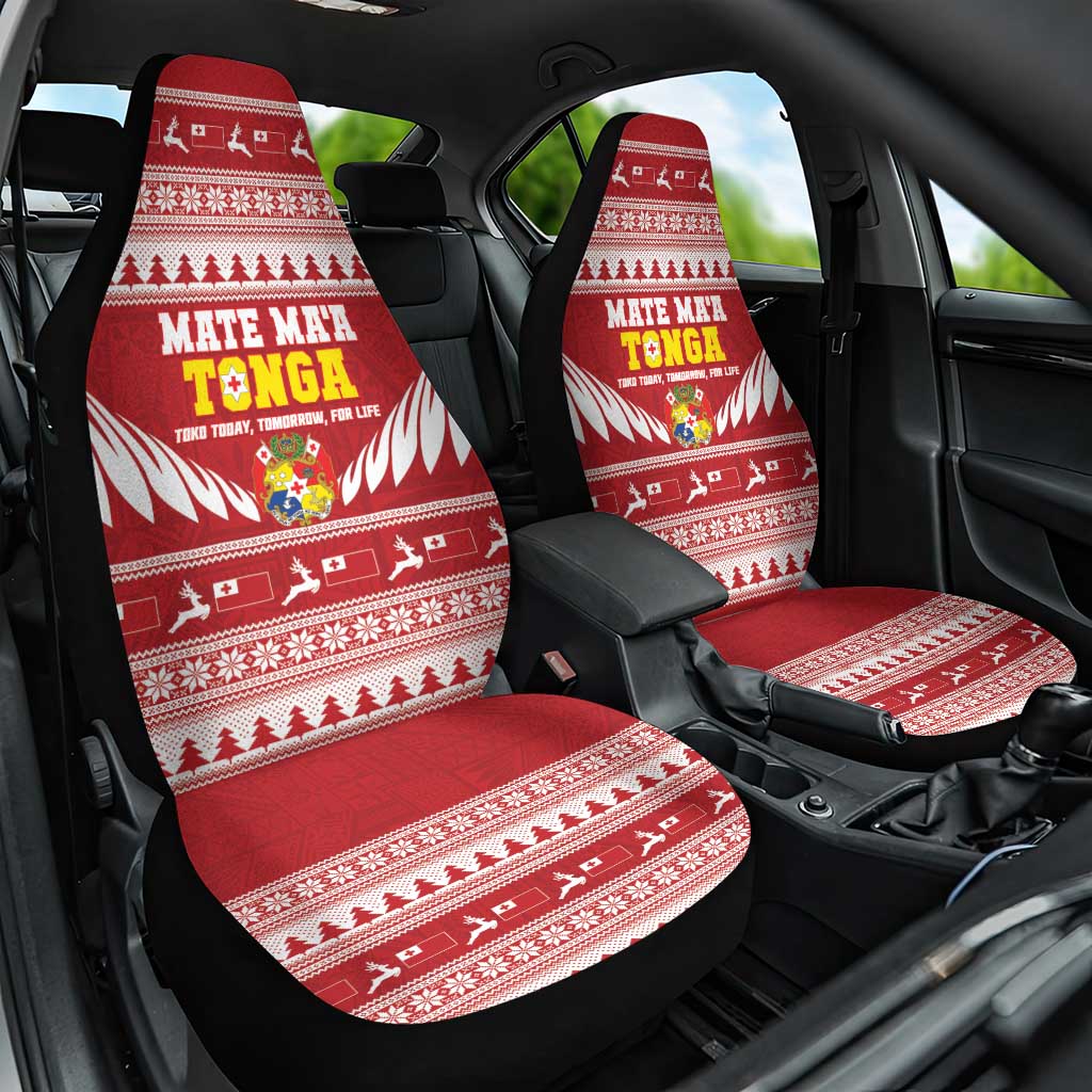 Tonga Rugby Christmas Car Seat Cover Mate Maa Tonga Ngatu Pattern - Polynesian Pride
