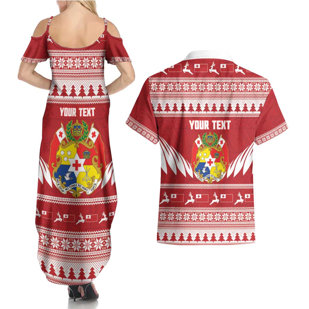 Personalised Tonga Rugby Christmas Couples Matching Summer Maxi Dress and Hawaiian Shirt Mate Maa Tonga Ngatu Pattern - Polynesian Pride