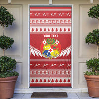 Personalised Tonga Rugby Christmas Door Cover Mate Maa Tonga Ngatu Pattern - Polynesian Pride