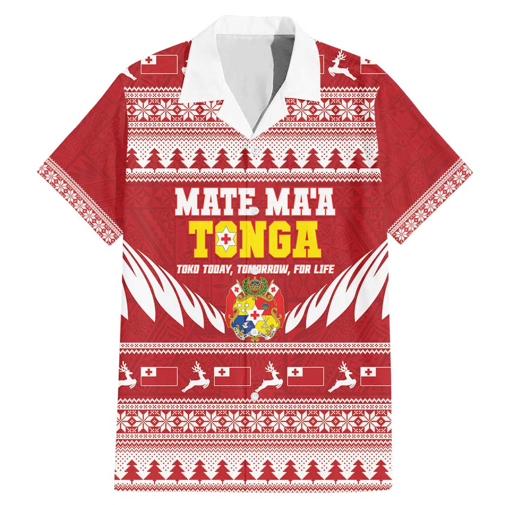 Personalised Tonga Rugby Christmas Family Matching Mermaid Dress and Hawaiian Shirt Mate Maa Tonga Ngatu Pattern - Polynesian Pride