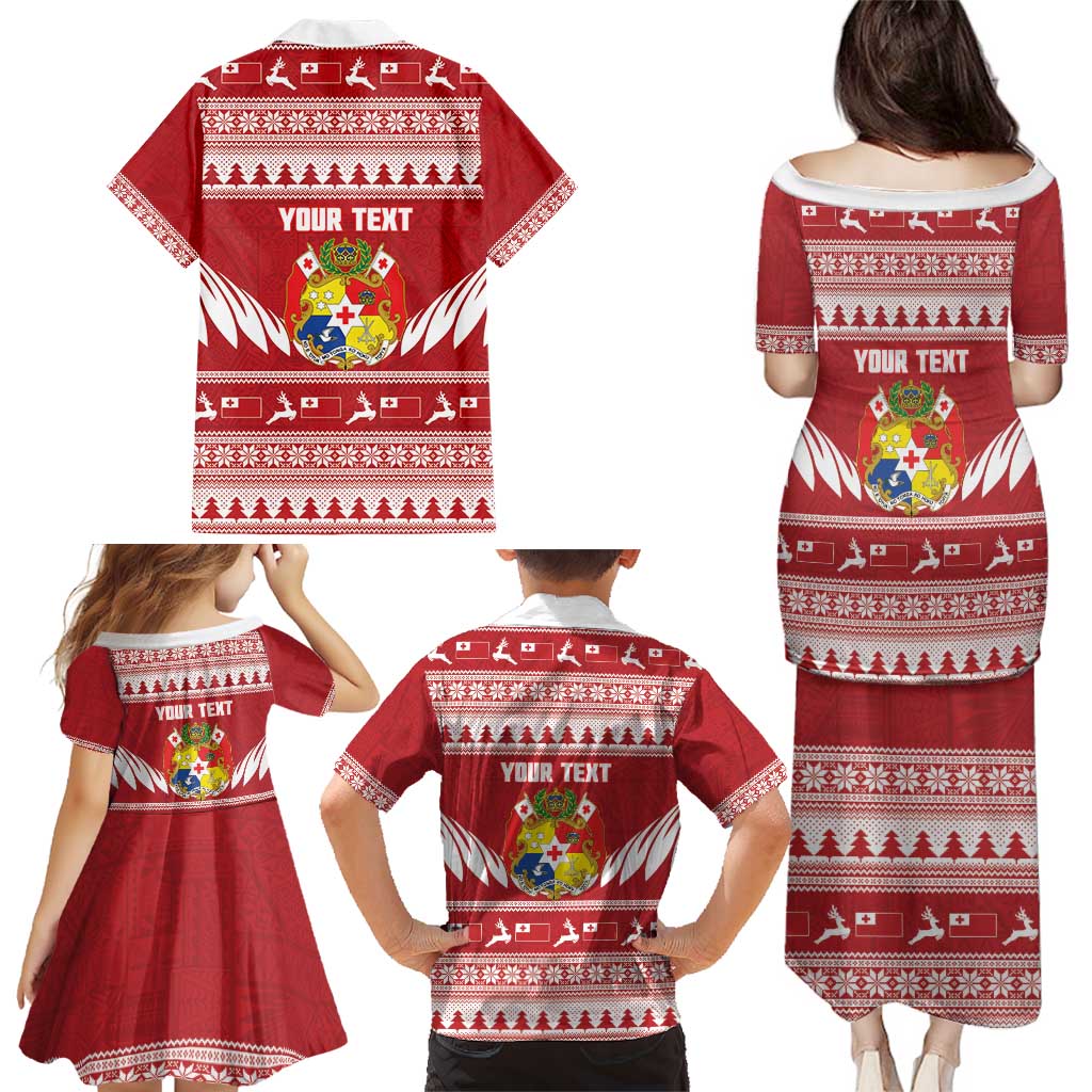 Personalised Tonga Rugby Christmas Family Matching Puletasi and Hawaiian Shirt Mate Maa Tonga Ngatu Pattern - Polynesian Pride